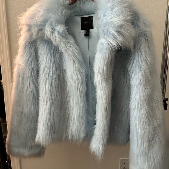 Forever 21 Jackets & Blazers - Forever 21 Plush Teddy Coat in Ice Blue
